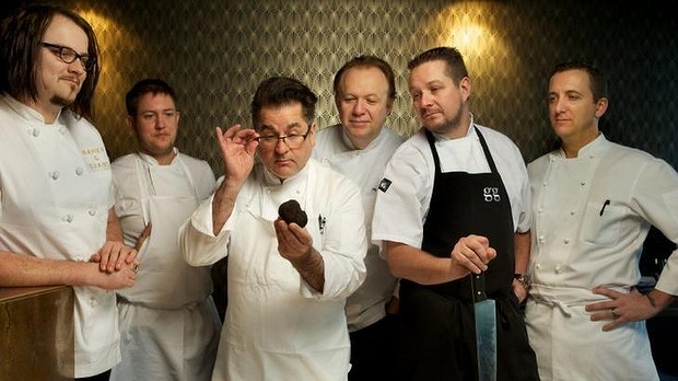 Guy Grossi (third from left) and Philippe Mouchel (third from right) will have a truffle cook-off. Photo: Simon Schluter