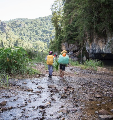 The 'road' to Hang En includes lush jungle tracks and many river crossings. Photograph: Peter Barrett